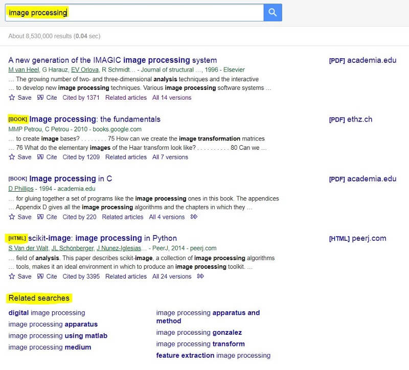 جستجوی عادی در گوگل اسکولار